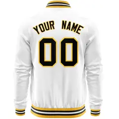 White Black Varsity Full-Zip Letterman Baseball Jacket 6