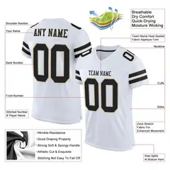 White Black-Vegas Gold Mesh Football Jersey 2