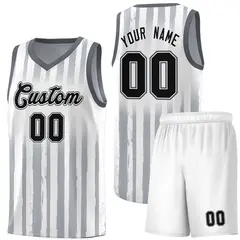 White Black Vertical Stripe Basketball Jersey