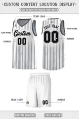 White Black Vertical Stripe Basketball Jersey 2