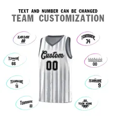 White Black Vertical Stripe Basketball Jersey 3