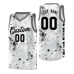 White Black Vice Burst Graffiti Pattern Basketball Jersey 1