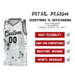 White Black Vice Burst Graffiti Pattern Basketball Jersey 2