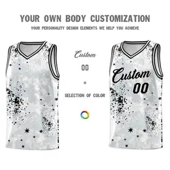 White Black Vice Burst Graffiti Pattern Basketball Jersey 3