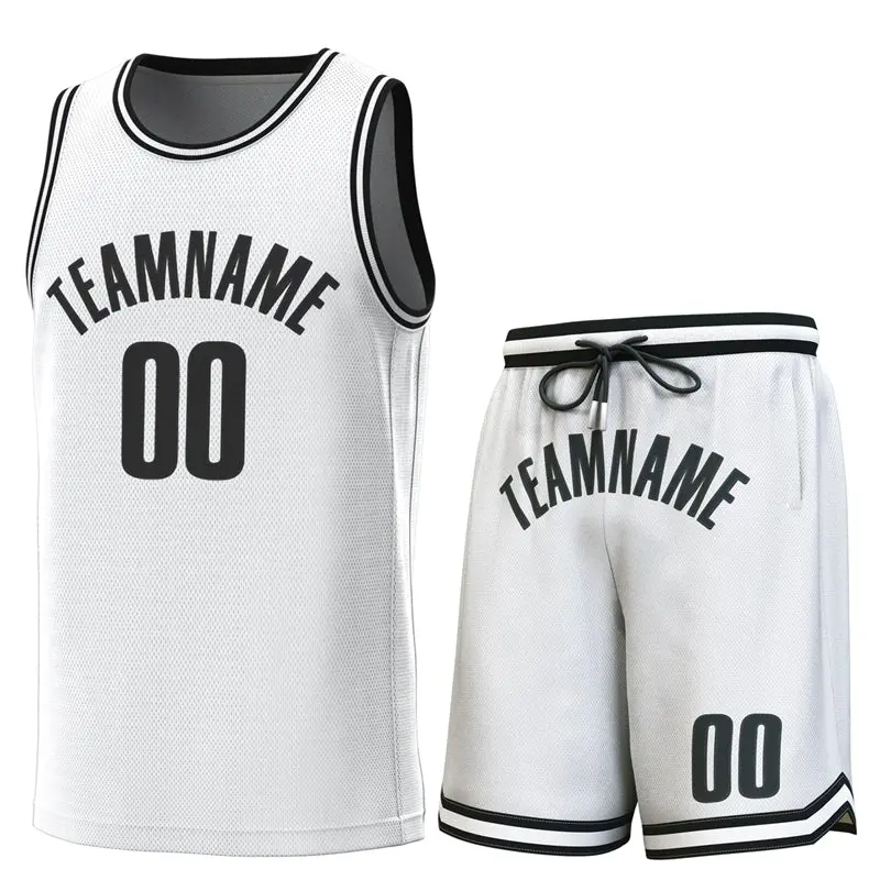 White Black-White Classic Sets Basketball Jersey