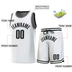 White Black-White Classic Sets Basketball Jersey 2