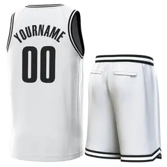 White Black-White Classic Sets Basketball Jersey 3