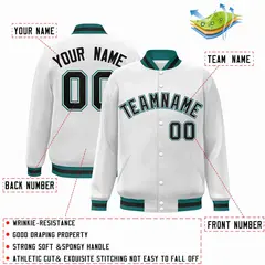 White Black-White Classic Varsity Full-Snap Letterman Jacket 2