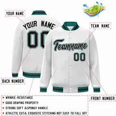White Black-White Classic Varsity Full-Snap Letterman Jacket 2