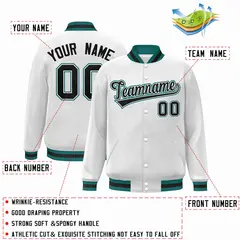 White Black-White Classic Varsity Full-Snap Letterman Jacket 2