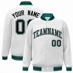 White Black-White Classic Varsity Full-Snap Letterman Jacket 1