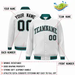 White Black-White Classic Varsity Full-Snap Letterman Jacket 2