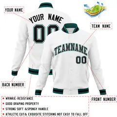 White Black-White Classic Varsity Full-Snap Letterman Jacket 4