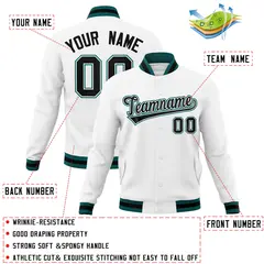 White Black-White Classic Varsity Full-Snap Letterman Jacket 4