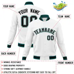 White Black-White Classic Varsity Full-Snap Letterman Jacket 4