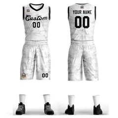 White Black-White Graffiti Pattern Mesh Basketball Jersey