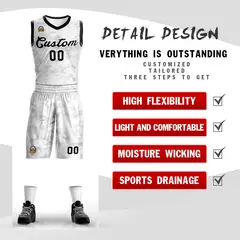 White Black-White Graffiti Pattern Mesh Basketball Jersey 2
