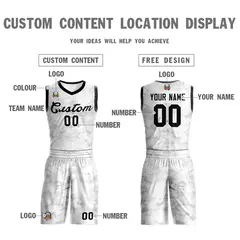 White Black-White Graffiti Pattern Mesh Basketball Jersey 3