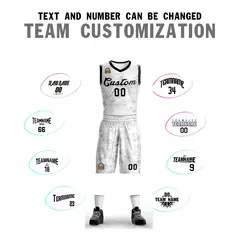 White Black-White Graffiti Pattern Mesh Basketball Jersey 4