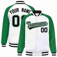 White Black-White Raglan Varsity Letterman Full-Snap Jacket 1