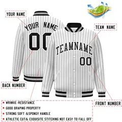 White Black-White Stripe Letterman Bomber Varsity Jacket 2