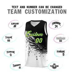 White Black Wing Pattern Basketball Sports Uniform Jersey 4