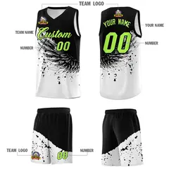 White Black Wing Pattern Basketball Sports Uniform Jersey 5