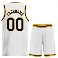 White Black-Yellow Classic Basketball Jersey 2