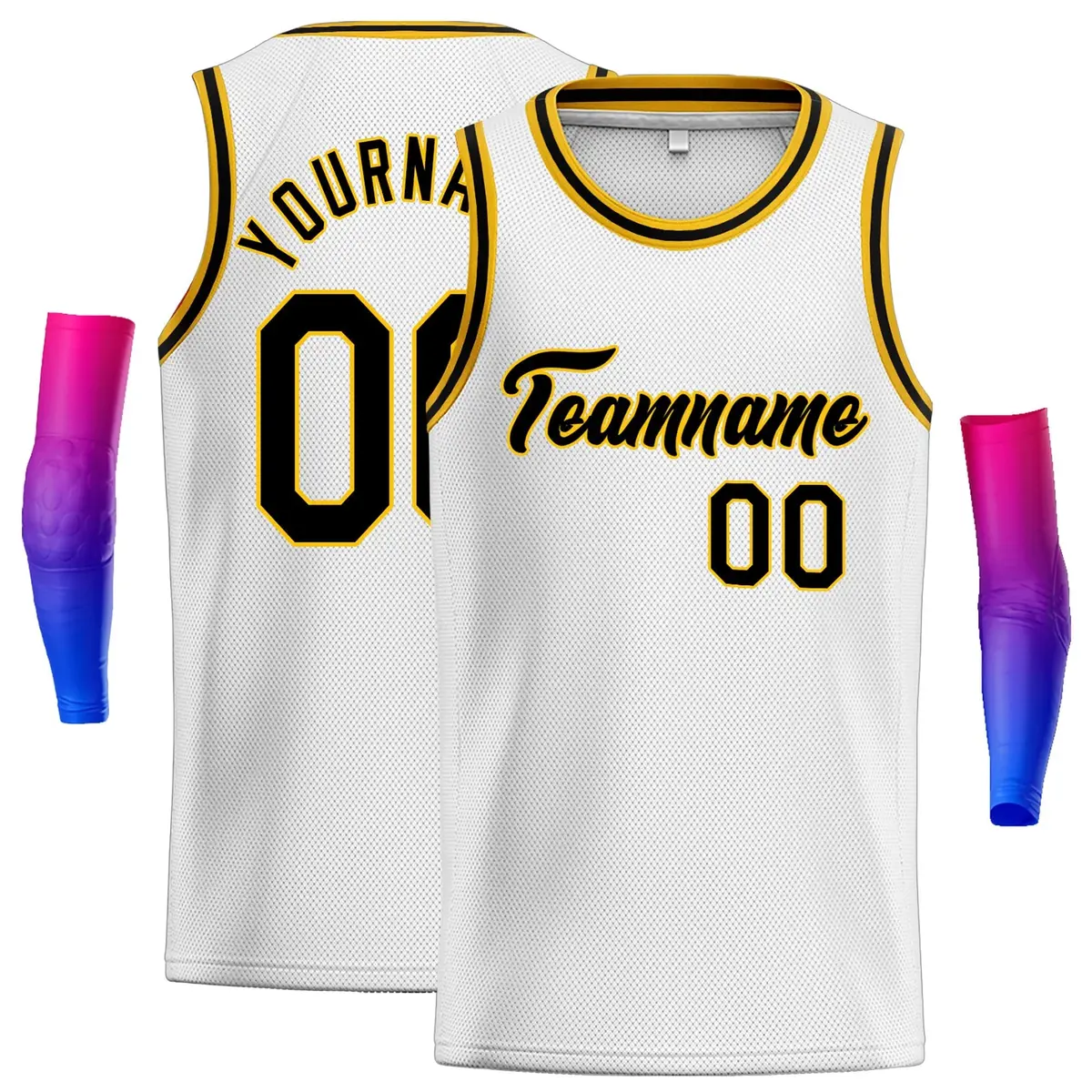 White Black-Yellow Classic Men's Basketball Jersey