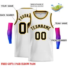 White Black-Yellow Classic Men's Basketball Jersey 2