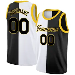 White Black-Yellow Split Fashion Basketball Jersey 1