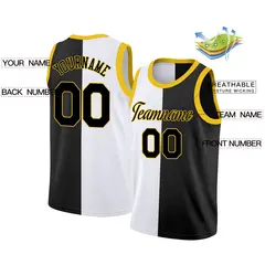 White Black-Yellow Split Fashion Basketball Jersey 2