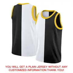 White Black-Yellow Split Fashion Basketball Jersey 4