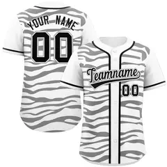 White Black Zebra Stripes Graffiti Authentic Baseball Jersey