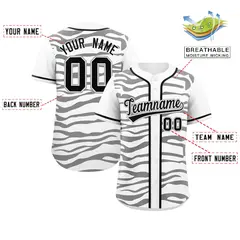 White Black Zebra Stripes Graffiti Authentic Baseball Jersey 2
