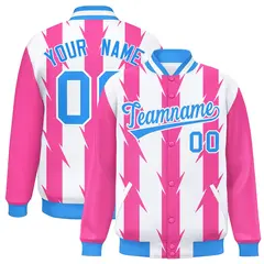 White Blade Pattern Raglan Varsity Letterman Baseball Jacket