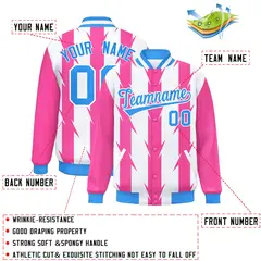 White Blade Pattern Raglan Varsity Letterman Baseball Jacket 2