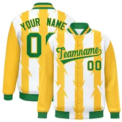 White Blade Pattern Raglan Varsity Letterman Baseball Jacket