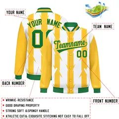 White Blade Pattern Raglan Varsity Letterman Baseball Jacket 2