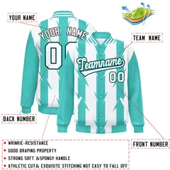 White Blade Pattern Raglan Varsity Letterman Baseball Jacket 2