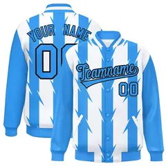White Blade Pattern Raglan Varsity Letterman Baseball Jacket