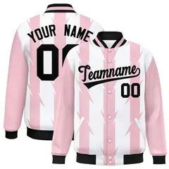 White Blade Pattern Raglan Varsity Letterman Baseball Jacket 1