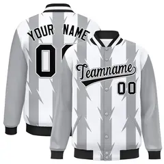 White Blade Pattern Raglan Varsity Letterman Baseball Jacket 1