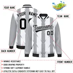 White Blade Pattern Raglan Varsity Letterman Baseball Jacket 2