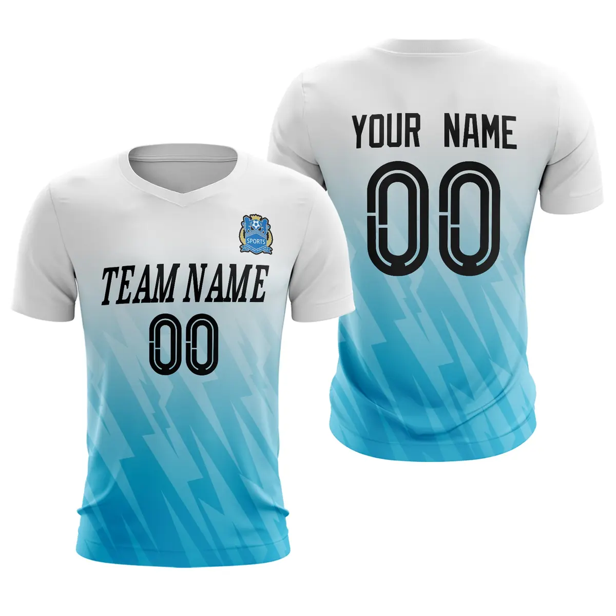 White Blue Athletic Sport Soccer Jersey