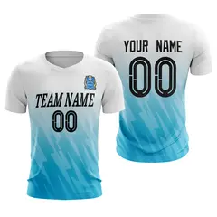 White Blue Athletic Sport Soccer Jersey 1