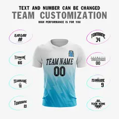White Blue Athletic Sport Soccer Jersey 3