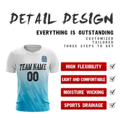 White Blue Athletic Sport Soccer Jersey 4