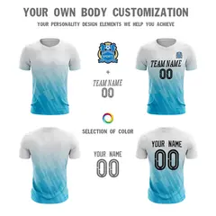 White Blue Athletic Sport Soccer Jersey 5