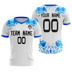 White Blue Athletic Sport Soccer Jersey 1
